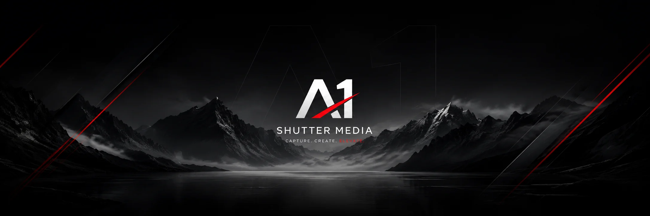 A1 Shutter Media brand set against a cinematic mountain landscape